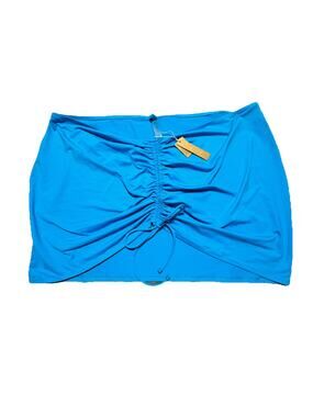 Skims Ruched Mini Skirt Womens Sz 4X Blue Nylon Stretch Pull On Swimwear Beach